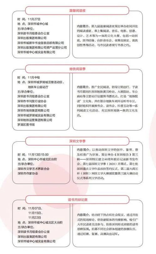 2020深圳读书月重点主题活动名单一览